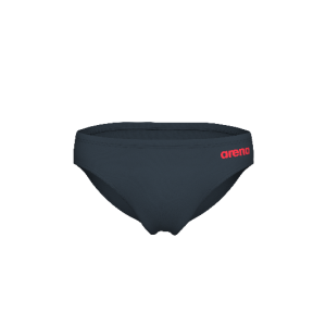 ARENA MENS TEAM SWIM BRIEF SOLID ASPHALT_BRIGHT CORAL