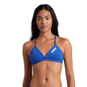 ARENA WOMEN’S TEAM SWIM TOP TIE BACK SOLID ROYAL_WHITE