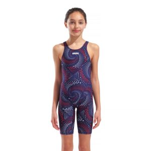 ARENA GIRL’S FIREFLOW PRINTED FULL BODY TEAM_RED_WHITE_NAVY