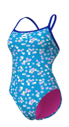 ARENA WOMENS FLOWERS SWIMSUIT CHALLENGE BACK BLUE_MULTI_NEON_BLUE