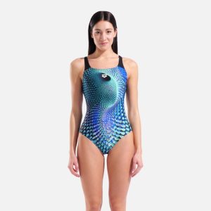 ARENA WOMEN’S PEACOCK SWIM PRO BACK SWIMSUIT MULTI_GREEN/BLUE