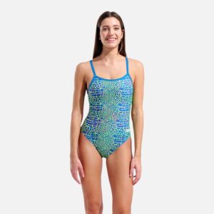 ARENA WOMEN’S SNAKESKIN CHALLENGE BACK SWIMSUIT BLUE_ COSMO